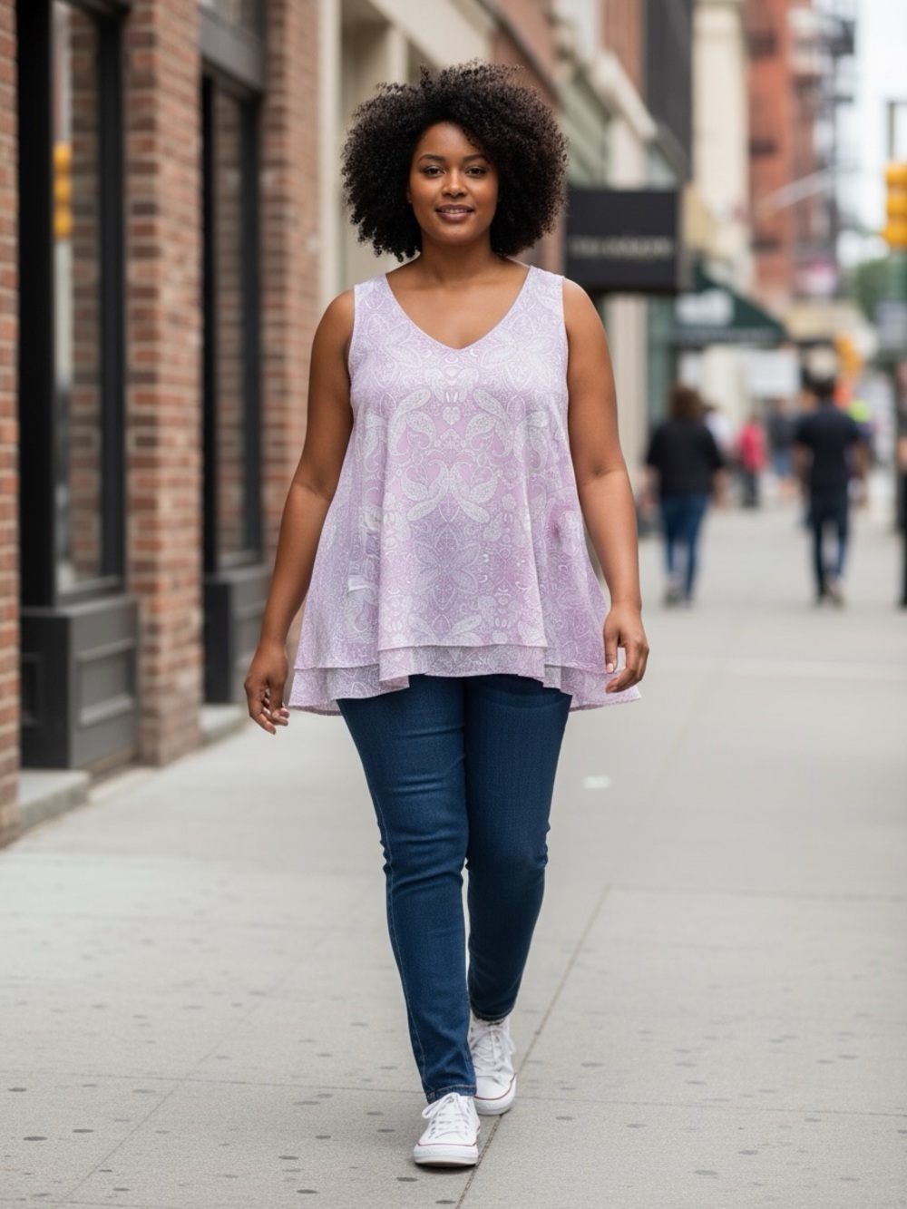Lane Bryant Light Lavender Paisley V-Neck Sleeveless Camisole
